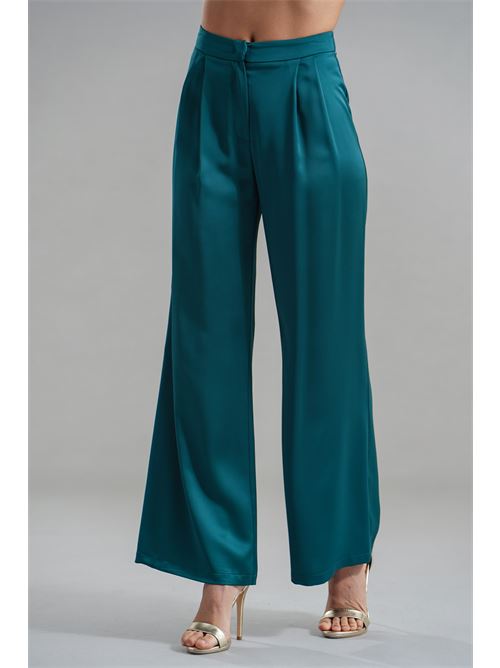 Pantalone palazzo in raso Nualy | I25N5411VERDE BOSCO